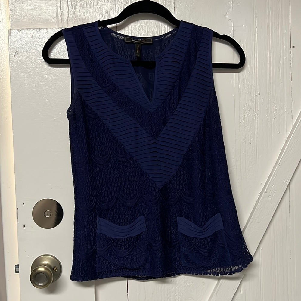 BCBG Maxazria blue lace top